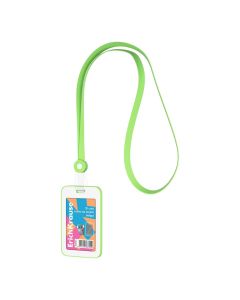 Nimekaardi hoidja vertikaalne 54x85 mm Neon Silicon kaelapael, roheline