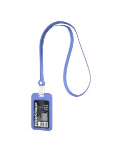 Nimekaardi hoidja vertikaalne 54x85 mm Silicon kaelapael, sinine