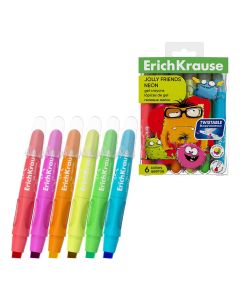 Geelkriidid Jolly Friends Neon. 6 värvi riputuspakis