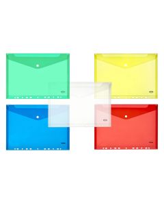 Bindable envelope A4 0.18mm w/perforation and button (assorted) PP