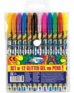 Gel pen GLITTER Centrum 1.0, 12 colours in hang hole packing