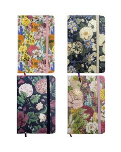 Märkmik A6 80 lehte joon, Flowers kummiga kõva kaas, 4disaini