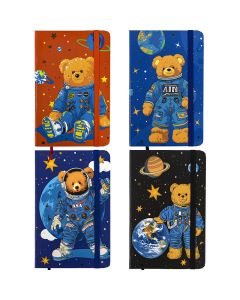 Märkmik A6 80 lehte joon, Space kummiga kõva kaas, 4värvi assortii