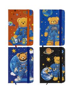 Märkmik A7 80 lehte joon, Space nurgakummiga kõva kaas, 4värvi assortii