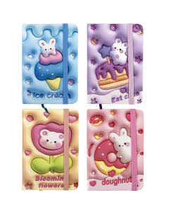 Märkmik A7 80 lehte joon, Sweets kummiga kõva kaas, 4värvi assortii