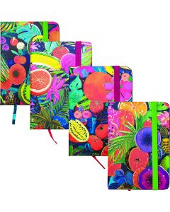 Märkmik A7 80 lehte joon, Citrus kummiga kõva kaas, 4värvi assortii