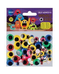 Käsitöösilmad iseliimuvad Centrum 5,8,10,15mm must/värv., 100tk riputuspakis