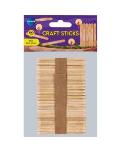 Käsitöötikud, naturaalne puit 1cm x 6,5cm, paksus 2mm, pakis 100tk 
