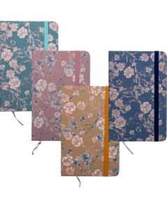 Märkmik A6 80 lehte joon, Cloth kummiga kõva kaas, 4disaini