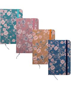 Märkmik A7 80 lehte joon, Cloth kummiga kõva kaas, 4värvi assortii