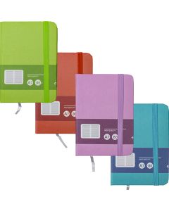 Märkmik A7 80 lehte joon, Neon kummiga kõva kaas, 4värvi assortii