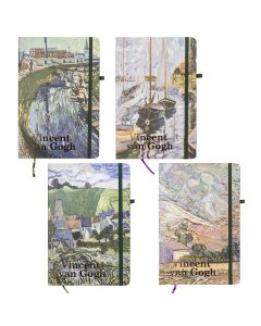 Märkmik A5 80 lehte joon, Vincent van Gogh kummiga kõva kaas, 4disaini