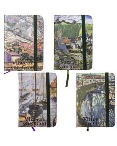 Märkmik A7 80 lehte joon, Vincent van Gogh kummiga kõva kaas, 4disaini