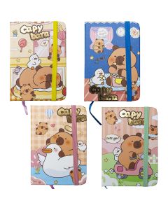 Märkmik A7 80 lehte joon, Capybara kummiga kõva kaas, 4disaini