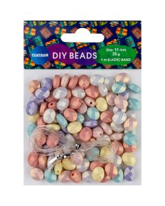Käsitööhelmed värvilised 11mm Centrum, 25g pakis+ 1m pael