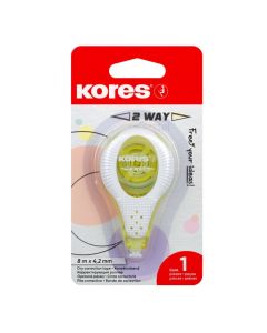 Correction tape 4,2mm x 8m KORES 2 Way, assorted, in hang hole pack