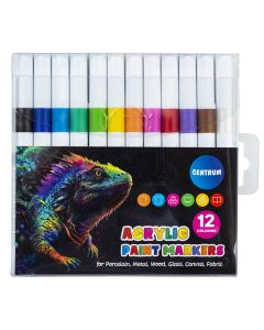 Akrüülmarkerite komplekt Centrum, 12 värvi, kooniline ots