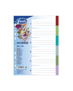Dividers A4 1-6 Forofis plastic coloured