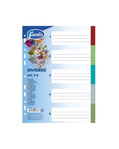 Dividers A4 1-5 Forofis plastic coloured