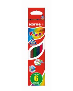 Colour pencil triangular 6 colours KORES Kolores, in hang hole pack