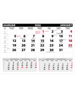 Seinakalender Uno põhi (must-punane), augustatud tagapapita