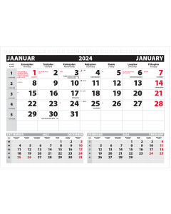 Wall calendar Uno base (black-red), punched without cardboard