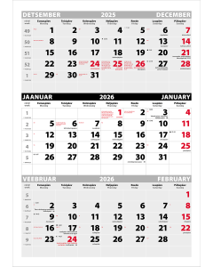 Seinakalender Trio põhi (must-punane) augustamata tagapapita