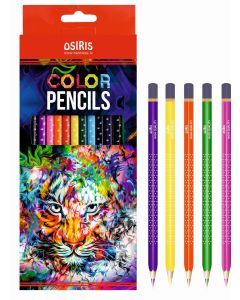 Colour pencil triangular 12 colours Osiris, sharpener
