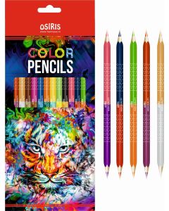 Colour pencil triangular 24 colours double-sided Osiris, sharpener