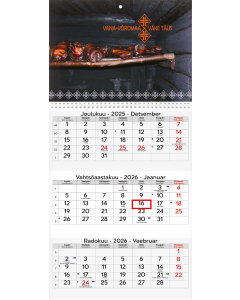 Seinakalender TRIO, võru-eestikeelne, avatuna 297x630mm (PILT 1)