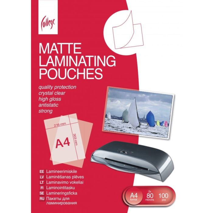 Lamineerimiskile A4 College Matt 80 mkr (216x303mm), 100 lehte