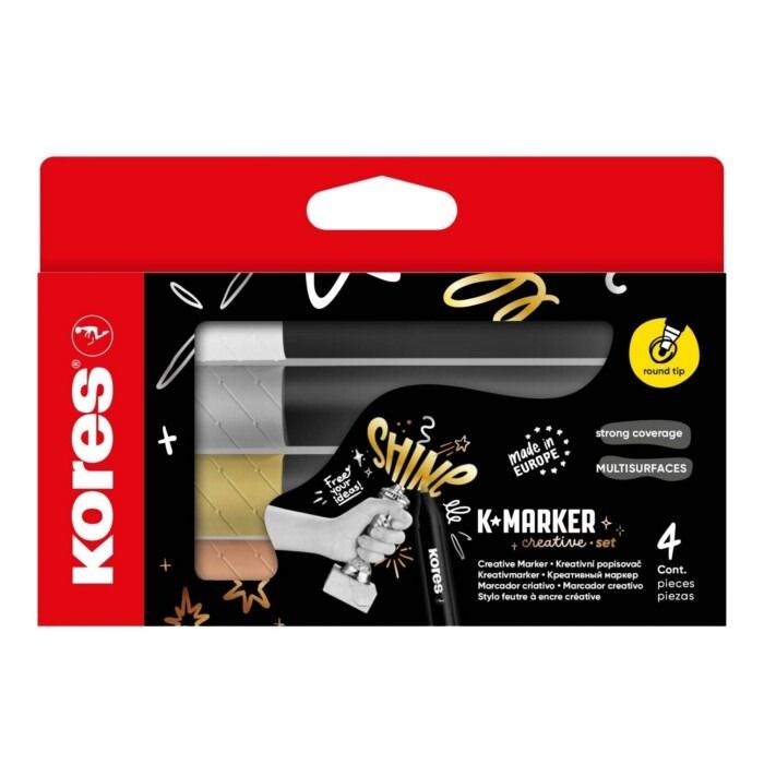 Markeri komplekt kooniline KORES K-marker Creative, 4 värvi