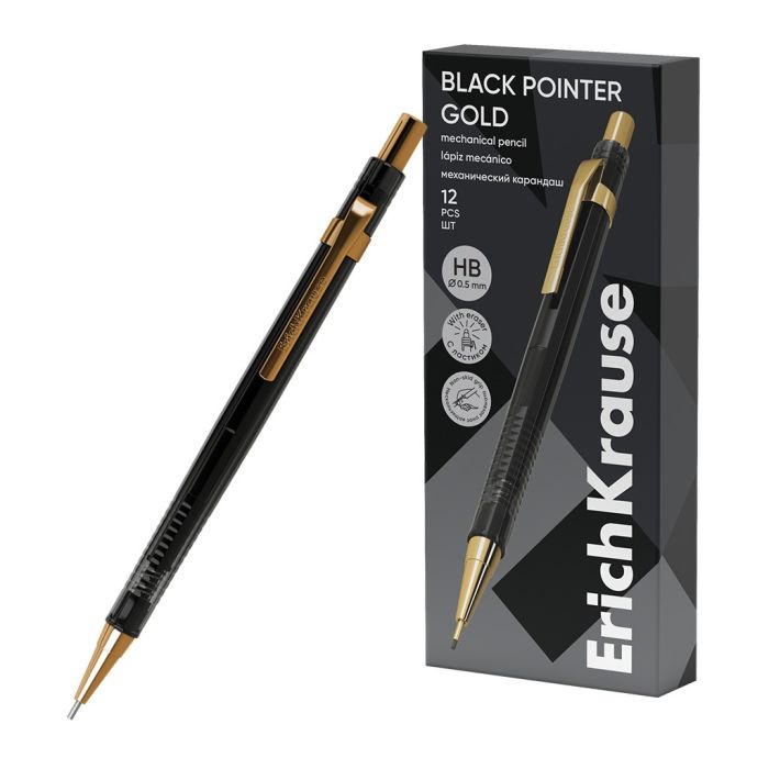 Mehaaniline pliiats ümar Black Pointer Gold 0.5mm HB (12)