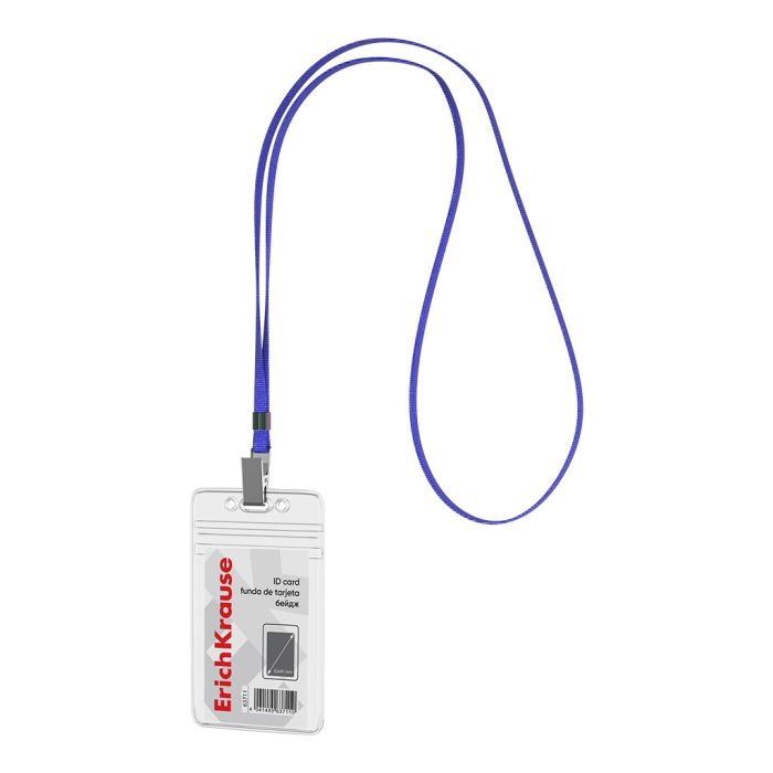 Nimekaardi hoidja vertikaalne 62x91 mm, läbipaistev, sinine kaelapael