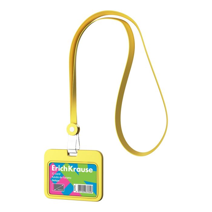 Nimekaardi hoidja horisontaalne 85x54 mm, Neon Silicon, kollane kaelapael