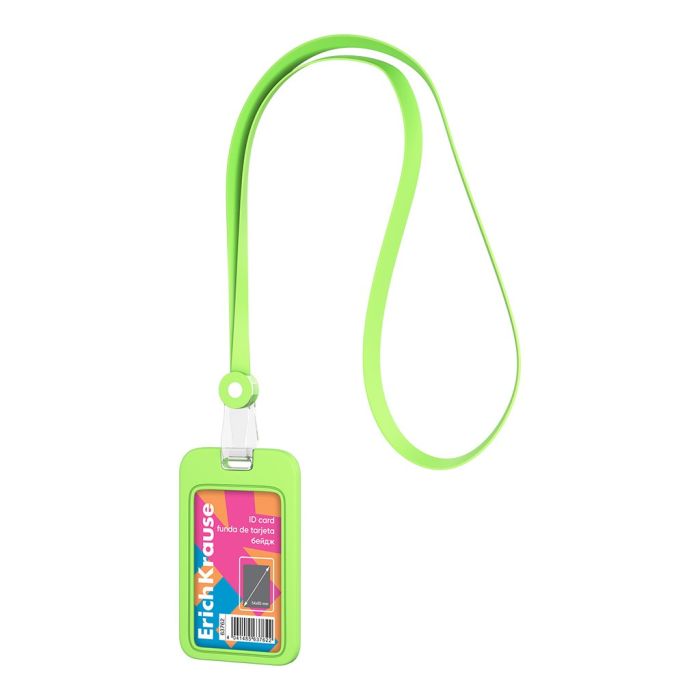 Nimekaardi hoidja vertikaalne 54x85 mm Neon Silicon kaelapael, roheline