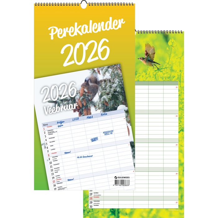 Perekalender, 225x420mm, aasaga spiraalköide