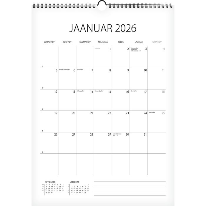 Memokalender, 297x420mm, aasaga spiraalköide